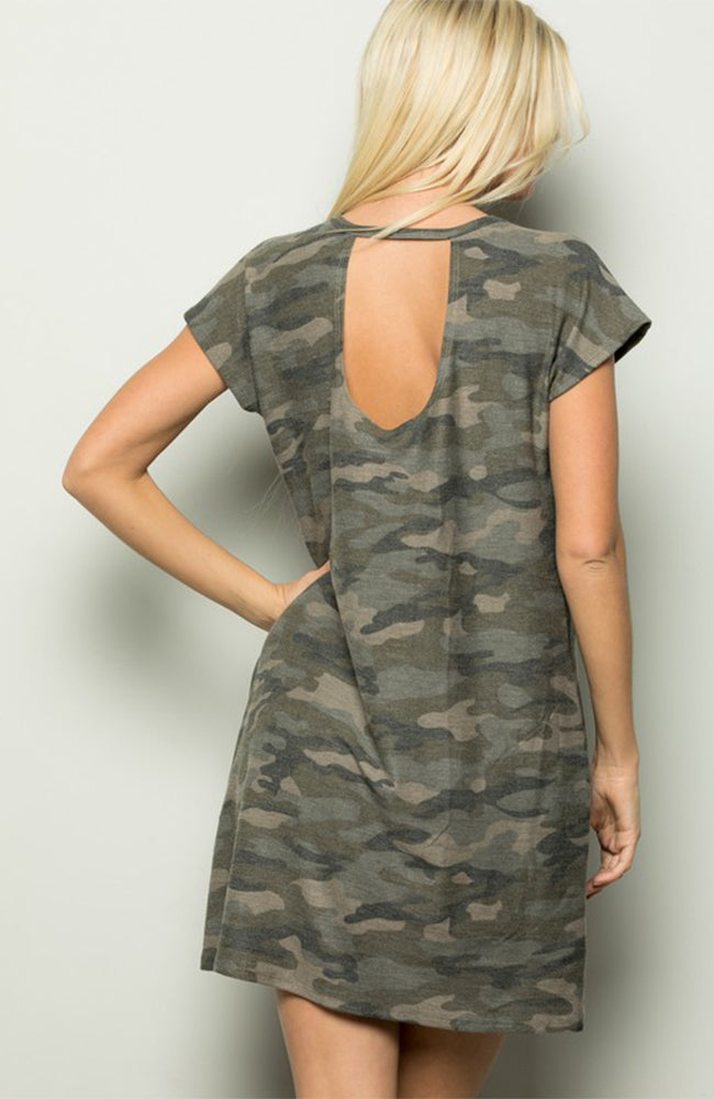Camo T-Shirt Dress With Pockets