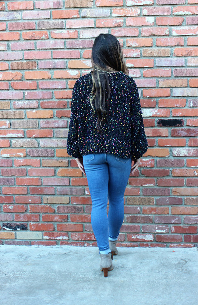 Sprinkles Funfetti Sweater In Black Chenille