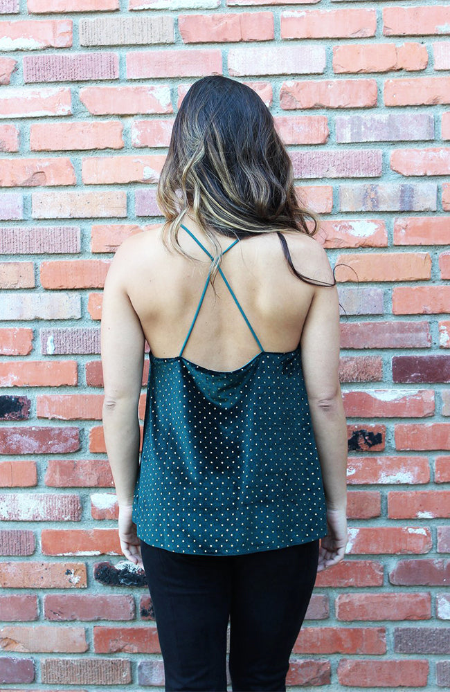 Dance The Night Away Green Velvet Cami