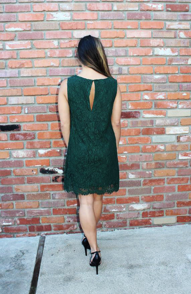 Lovely in Lace Green Shift Dress