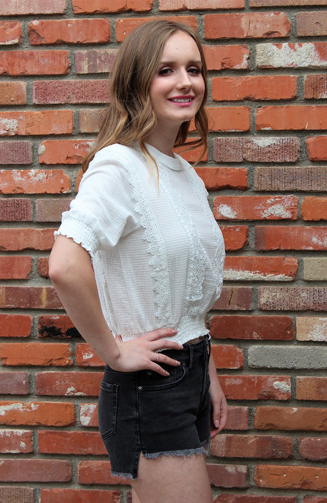 Just Black Denim High Low Frayed Hem Shorts in Washed Black