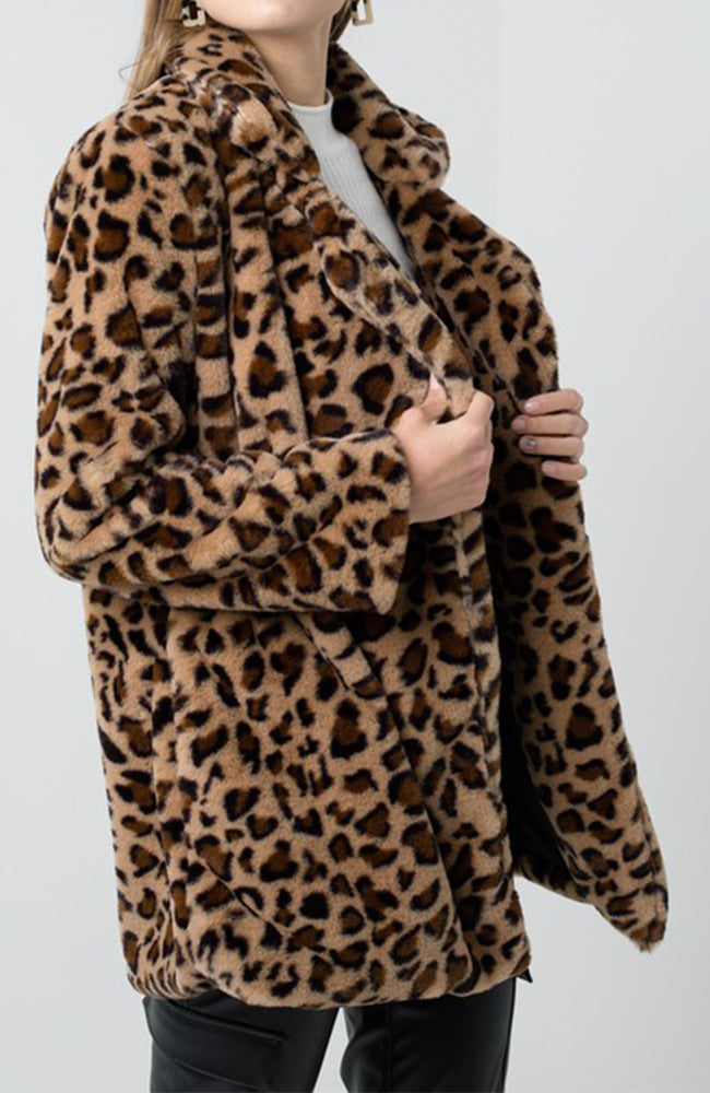 Leopard Print Faux Fur Jacket