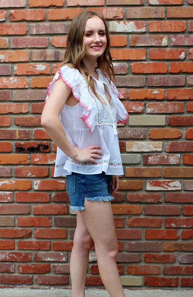 Bohemian Beauty Ruffle Sleeve Blouse by Love Stitch