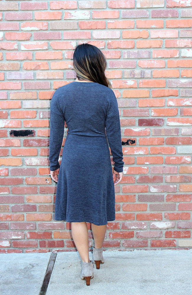 Sweater Dress With Tie Waist In Slate
