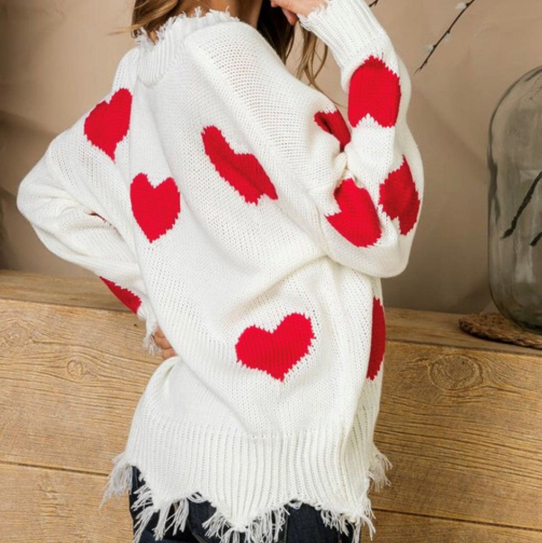 Closer To My Heart Distressed Sweater