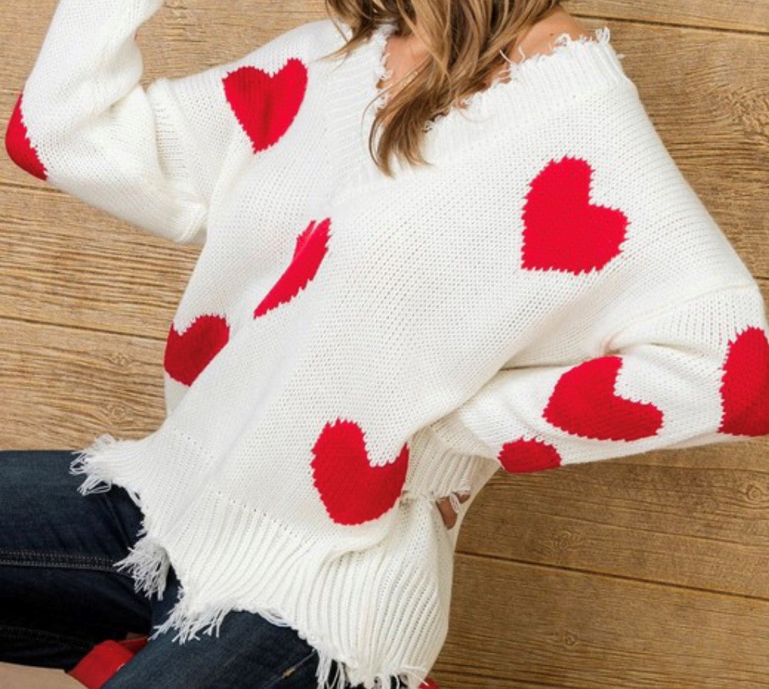 Closer To My Heart Distressed Sweater