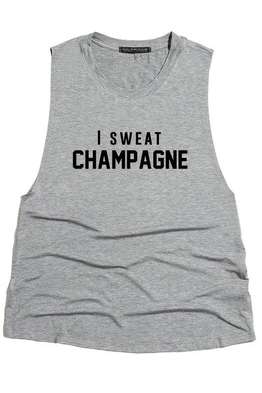 I Sweat Champagne Tank In Gray