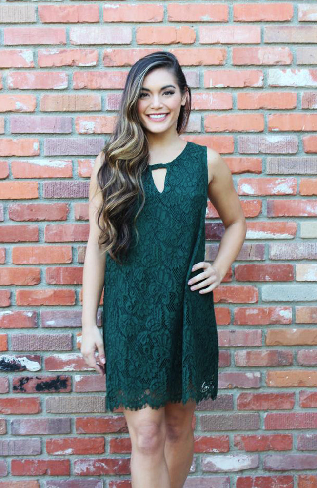 Lovely in Lace Green Shift Dress