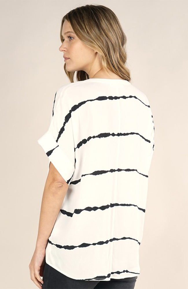 Off white blouse with black stripes by Love Stitch