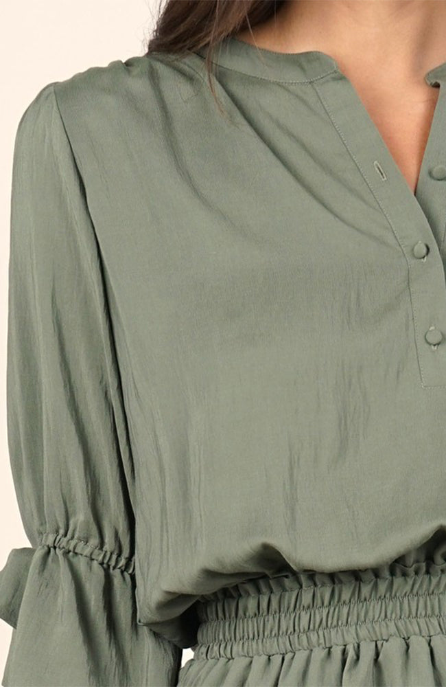 Falling For You Mini Ruffle Dress in Olive Legacy Clothing Boutique Falling For You Mini Ruffle Dress in Olive Legacy Clothing Boutique