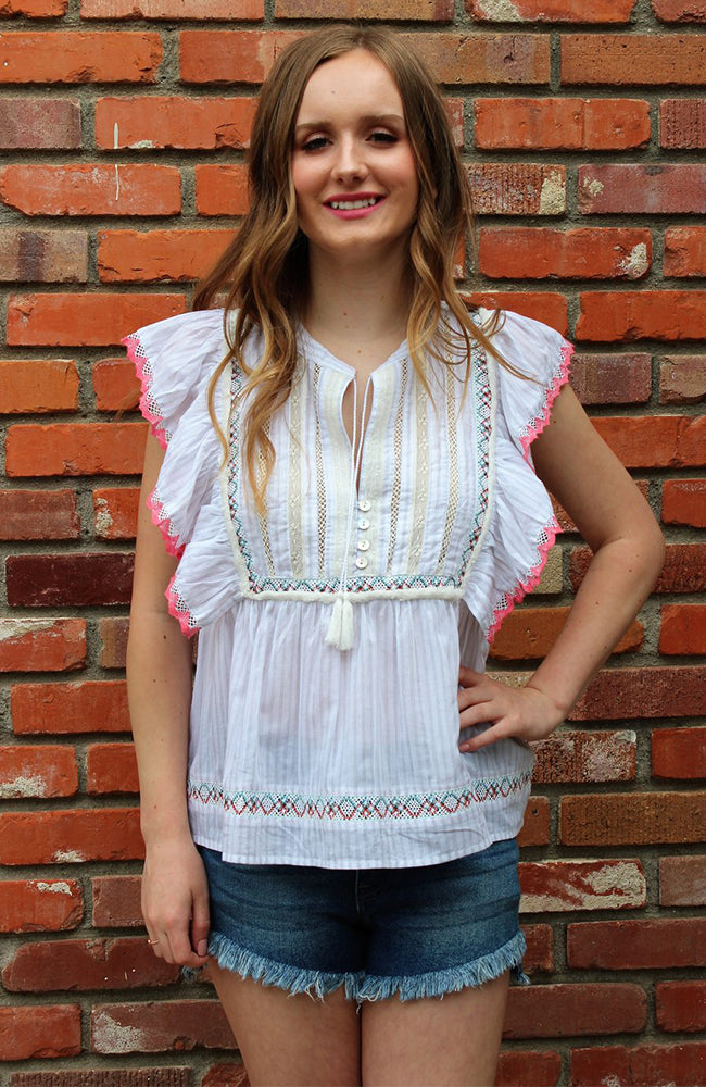 Bohemian Beauty Ruffle Sleeve Blouse by Love Stitch