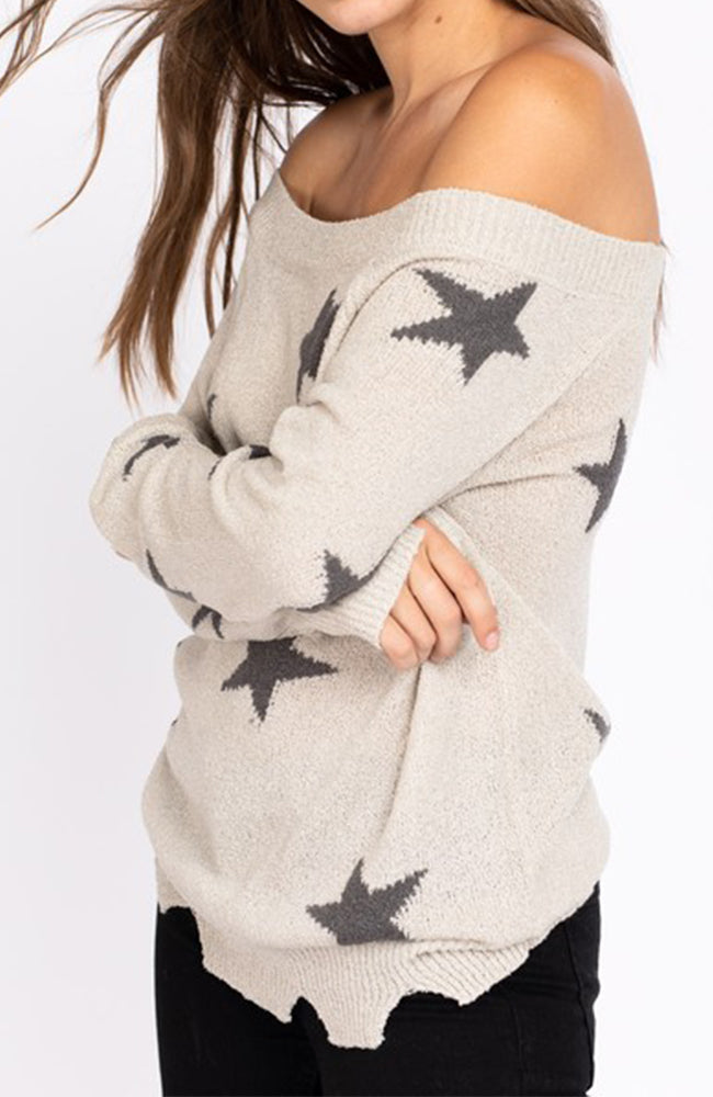 Off the 2025 shoulder star sweater