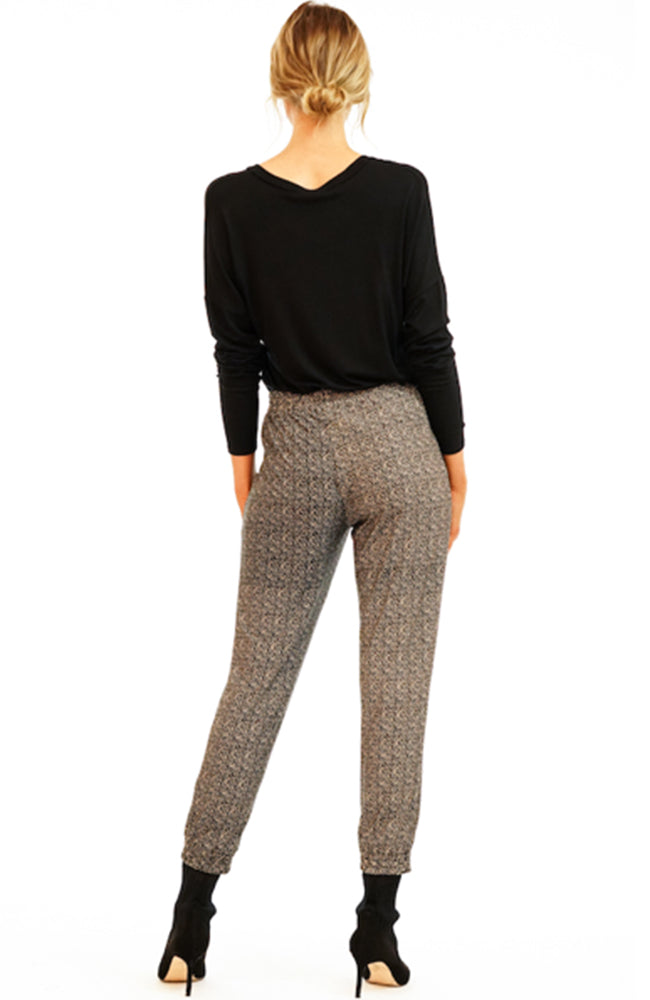 Jet Set Joggers By Veronica M in black and camel print
