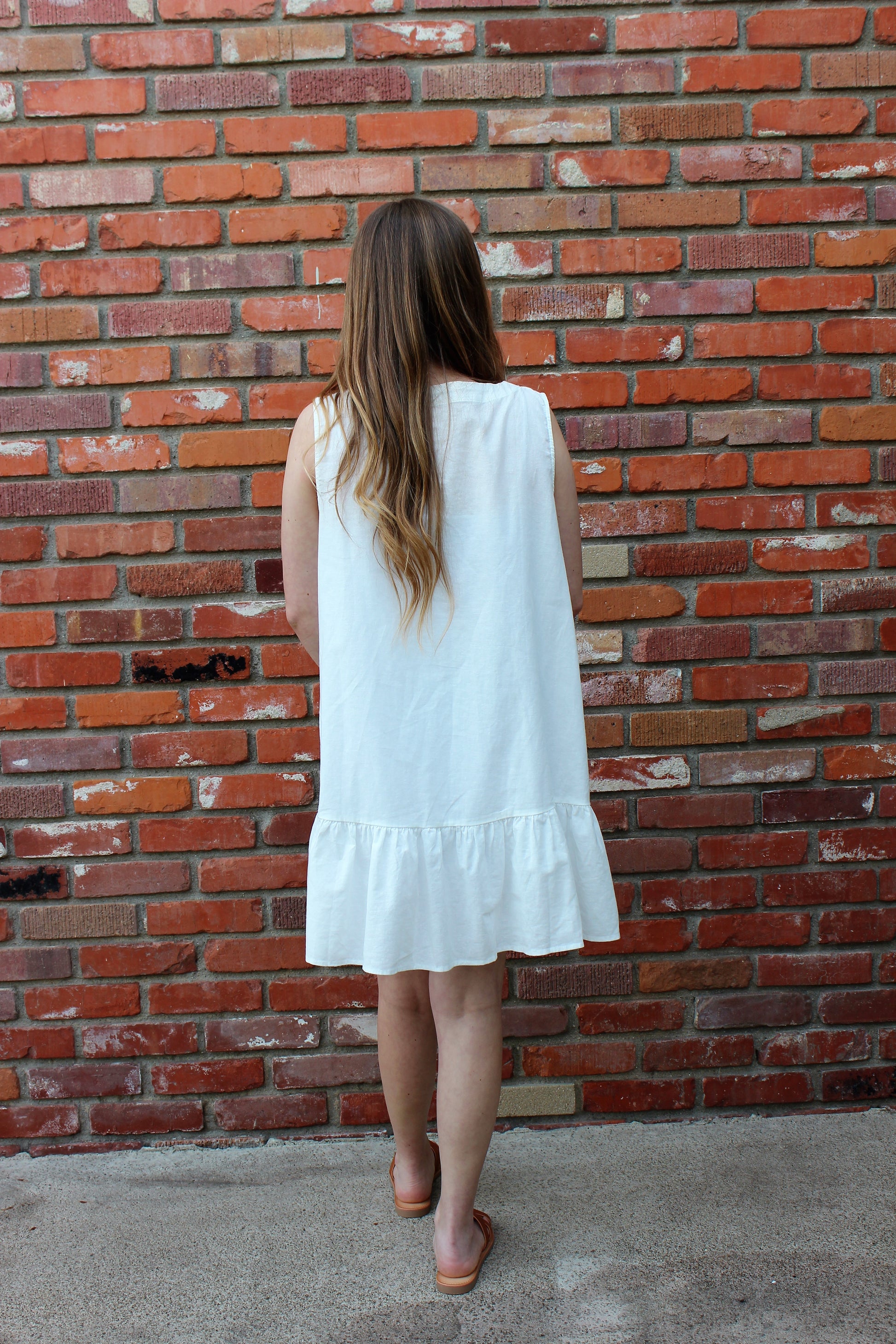 I Am Coconuts For You Ivory Linen Shift Dress 