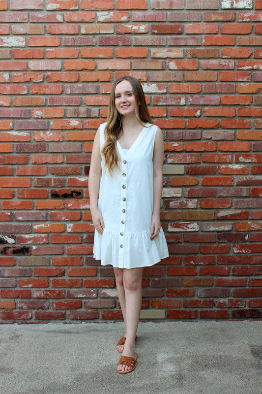 I Am Coconuts For You Ivory Linen Shift Dress 