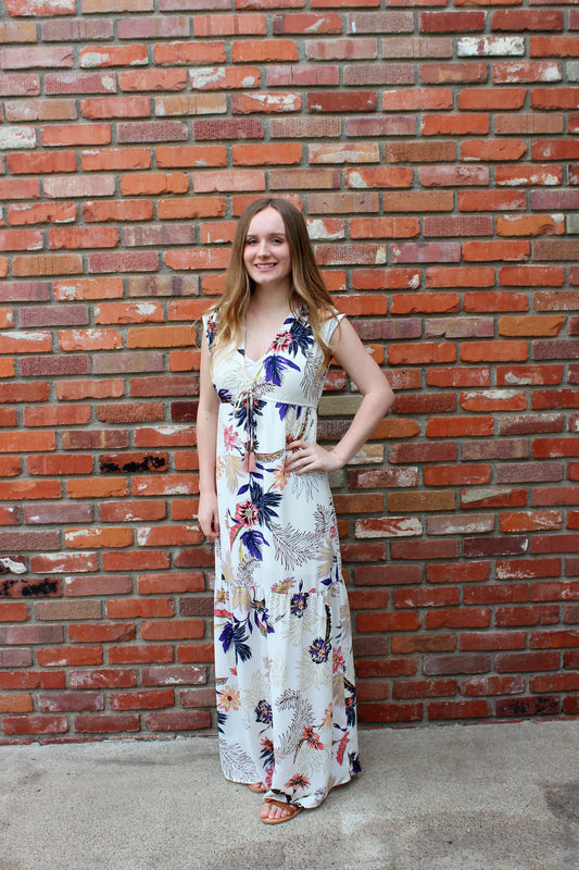 Bird Of Paradise Tropical Floral Print Maxi Dress by Love Stitch