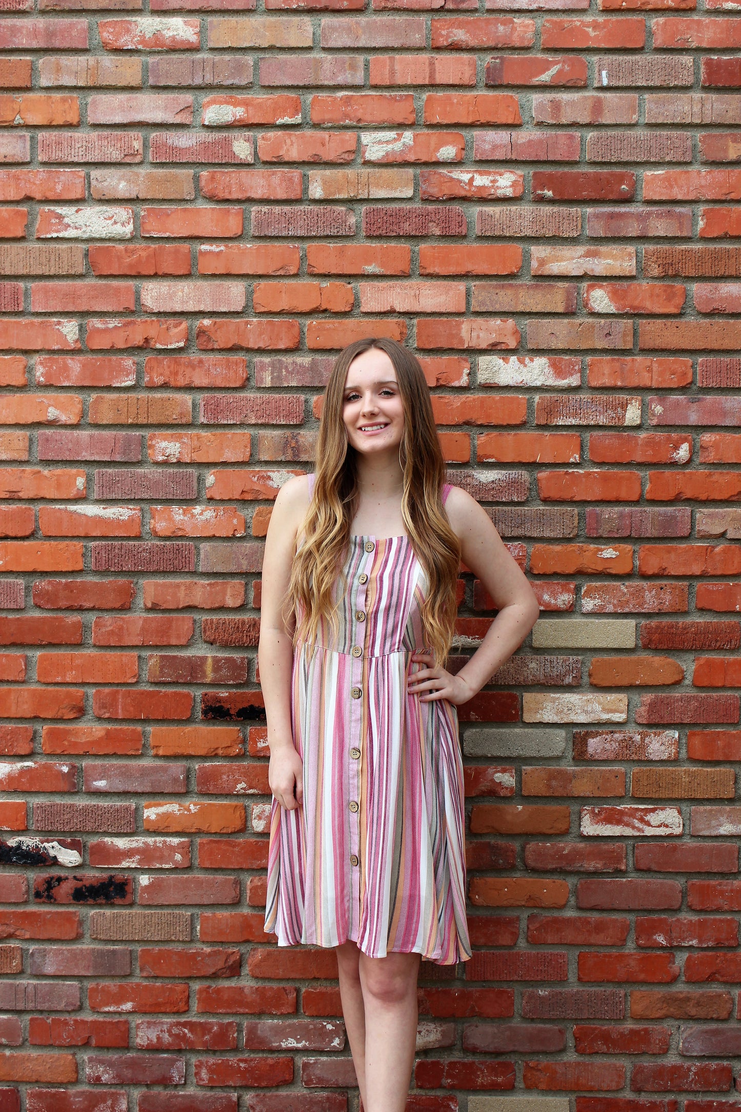 Spring Is Calling Dress in Multi Color Vertical Stripes