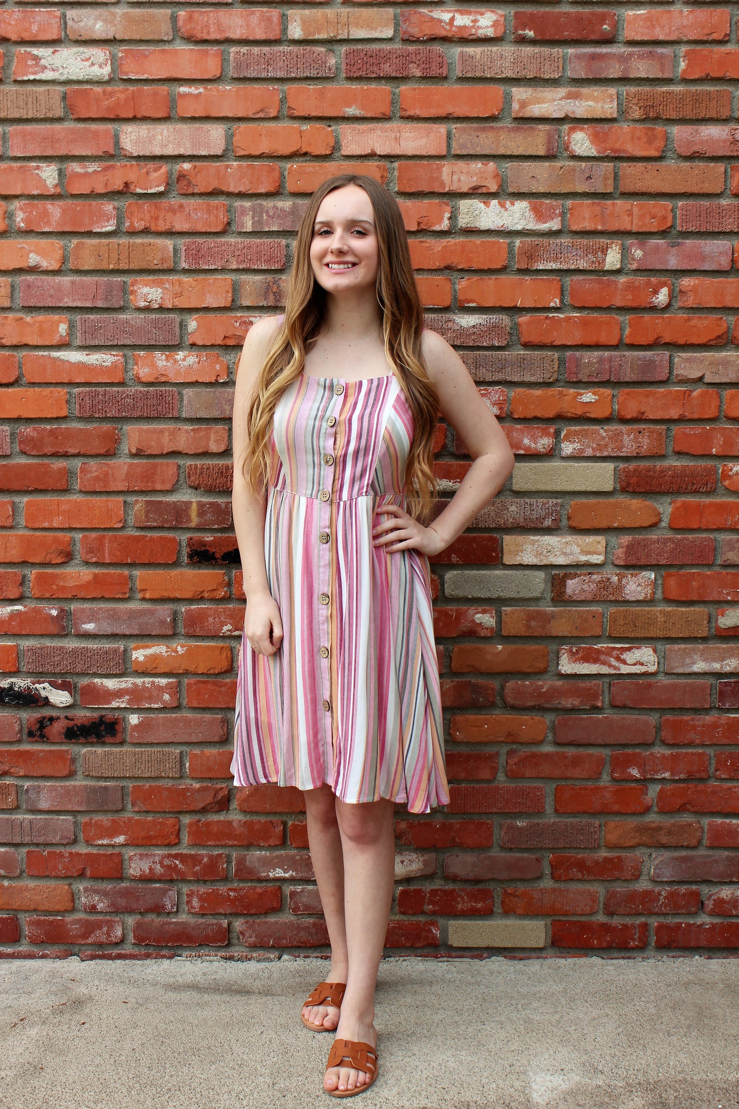Spring Is Calling Dress in Multi Color Vertical Stripes